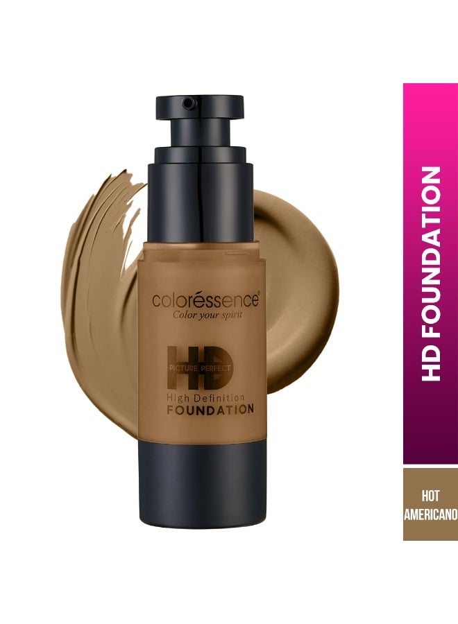 Coloressence HD Foundation - Buildable Coverage Liquid Foundation | Covers Blemishes and Dark Spots | Waterproof & Sweat Resistant | Hot Americano | 2 Applicator Sponges - Image 2